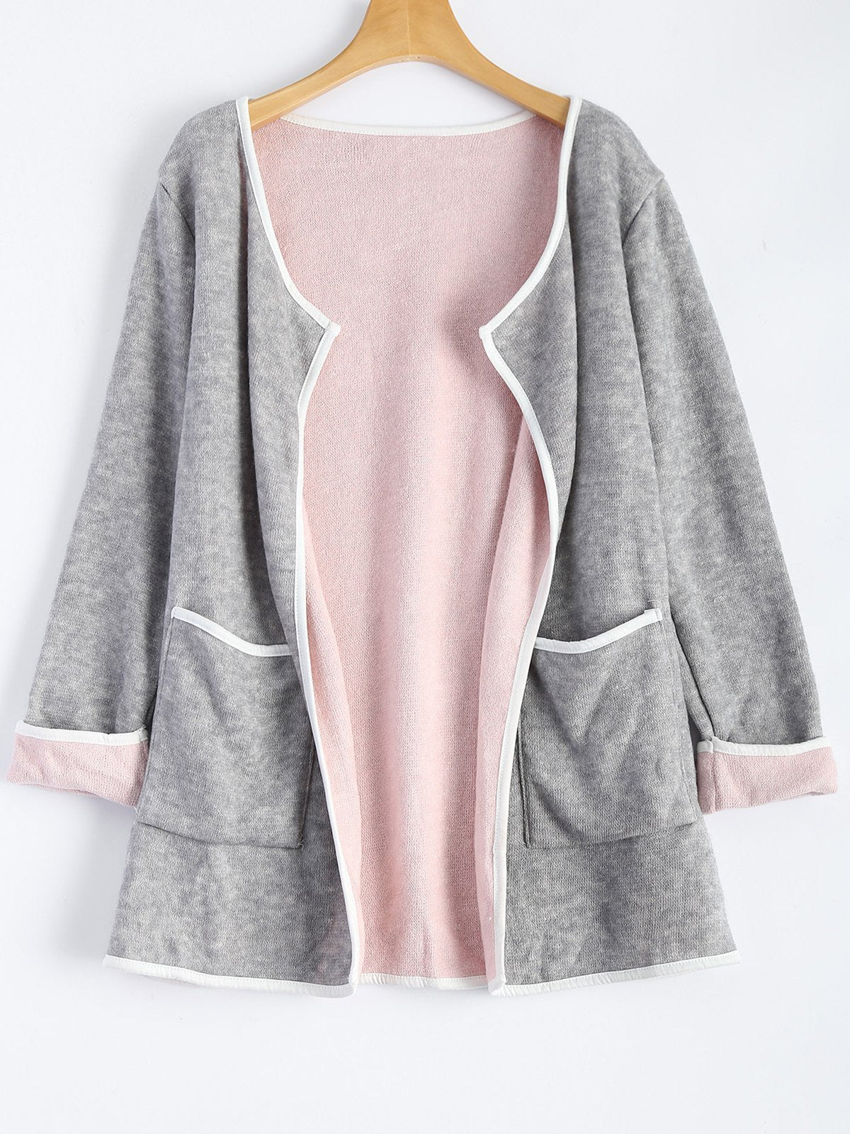 Pockets Shawl Collar Color-Block Sweet Casual Cardigans