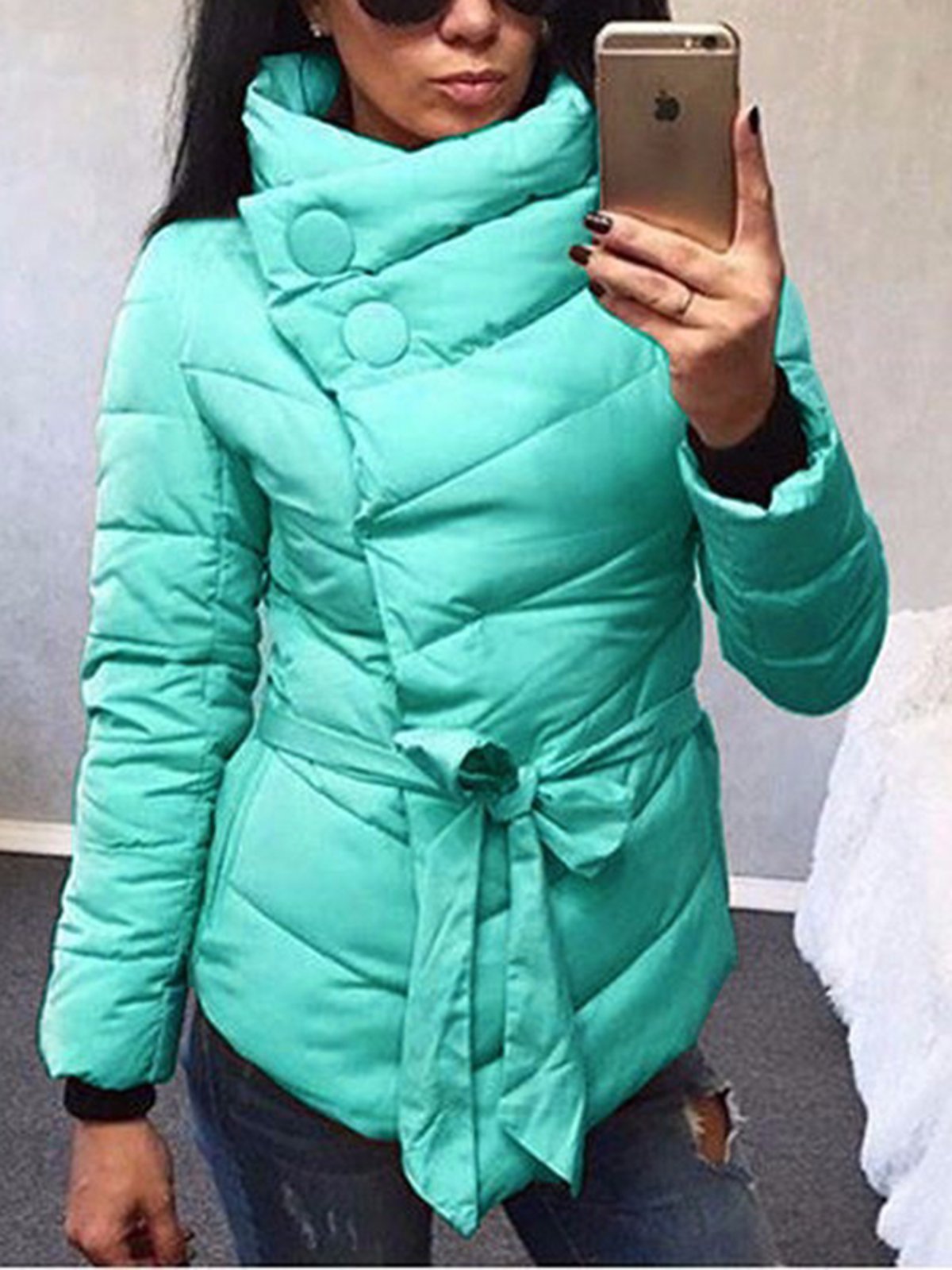 Casual Plain Asymmetrical Long Sleeve Coat