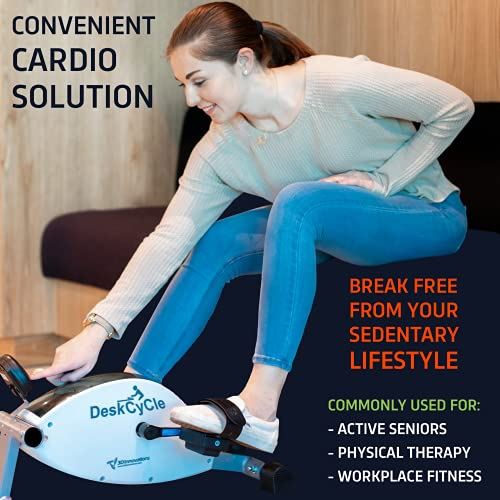 DeskCycle 2 Under Desk Bike Pedal Exerciser with Adjustable Leg �C Mini Exercise Bike Desk Cycle- Black & White