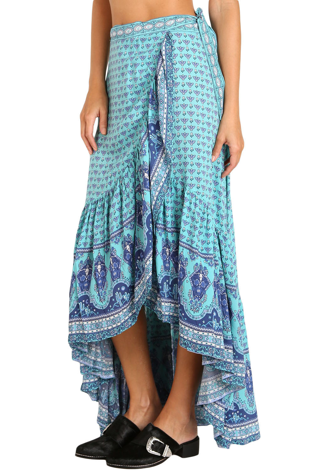 Blue Gypsy Style Print Sarong Beach Dress