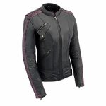 Leather MLL2570 Phoenix Black and Purple Leather Jacket for Ladies / 4X-Large