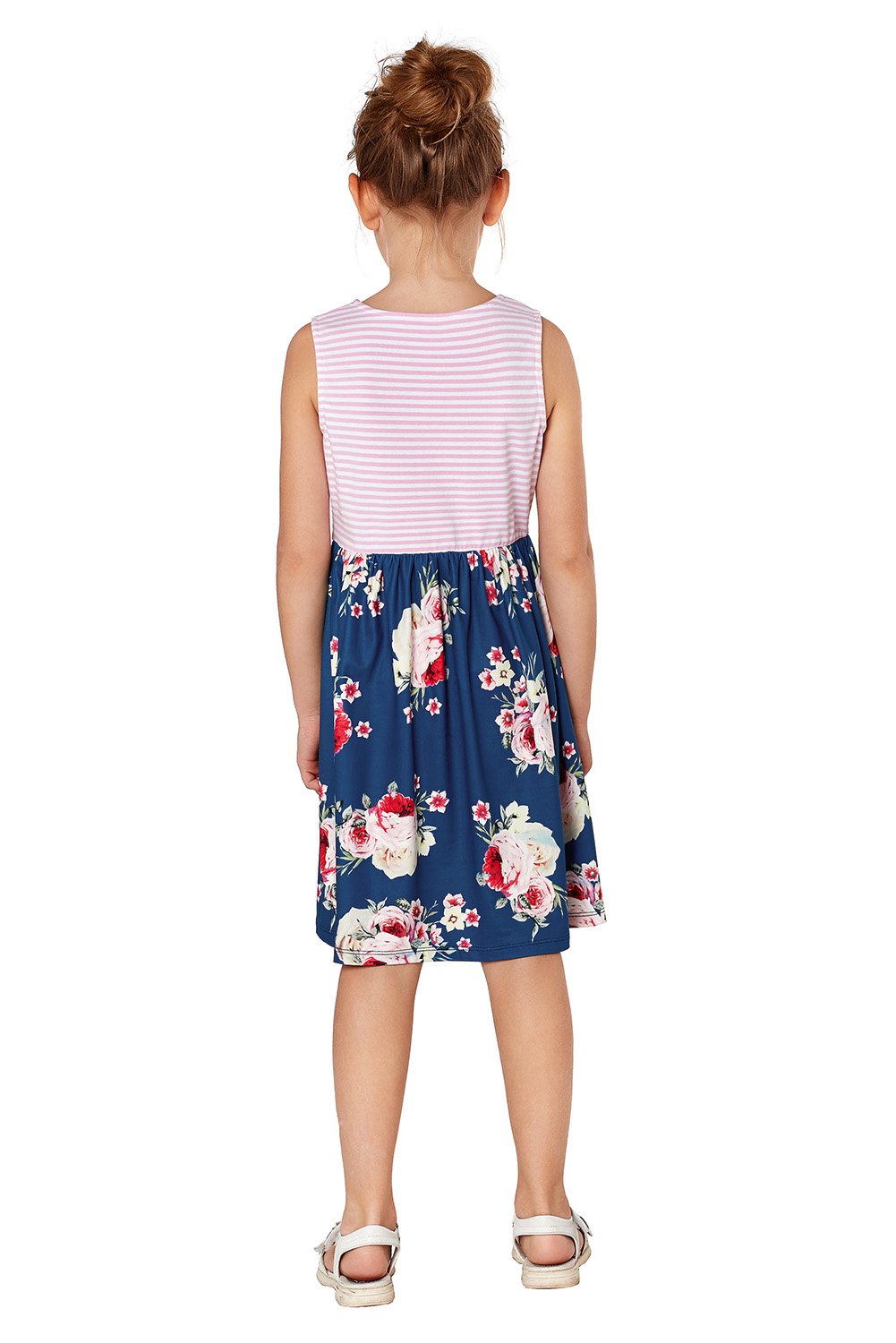Blue Toddlers Floral and Striped Tank Dress