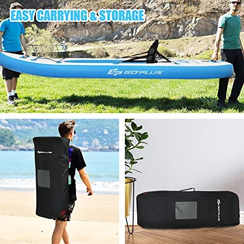 Goplus Inflatable Sit-On-Top Kayak, 1 Person Canoe w/Adjustable Aluminum Paddle