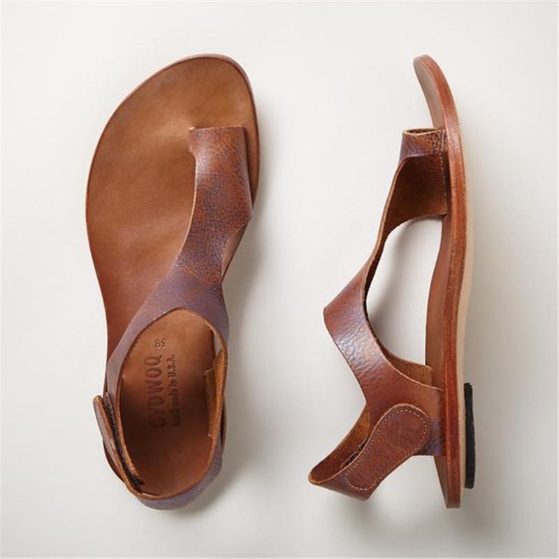 Plus Size Sandals Women Magic Tape Flat Heel Sandals