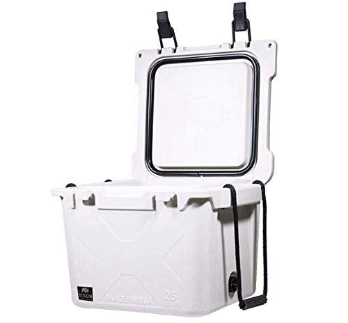BISON COOLERS 25 Quart Small Rotomolded Cooler Box with Hard Shell, Lid and Liner