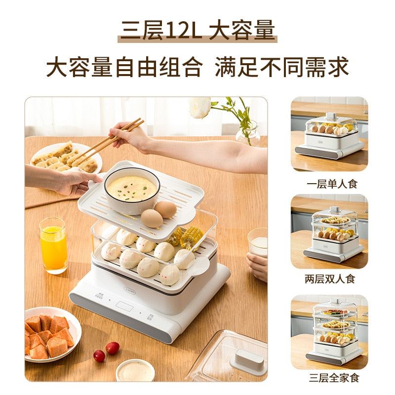Three Layer Electric Steamer Kitchen Steam Cooker Multifunctional Pot Dumplings Food Warmer