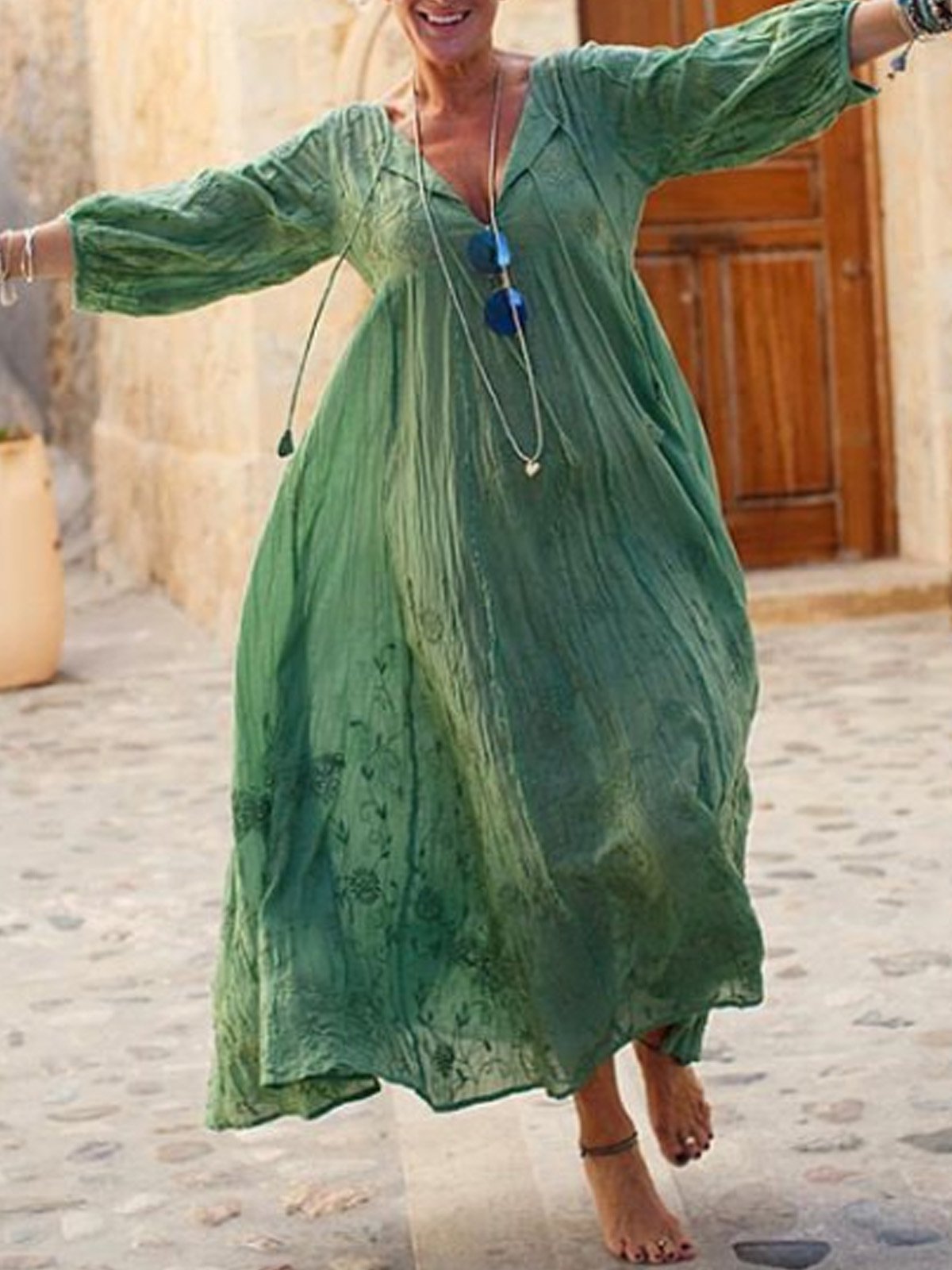 Vintage Printed Big Hem Dress Dresses