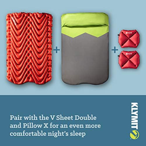 KLYMIT Double V Sleeping Pad, 2 Person, Double Wide (47 inches), Lightweight