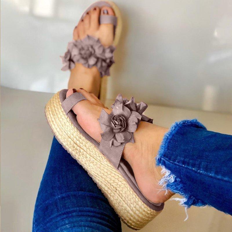 Women Casual Daily Flower Slip On Platform Sandals