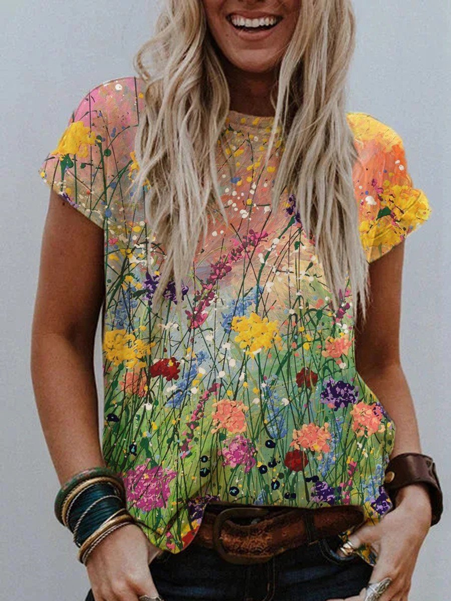 Flower Painting Print T-shirt