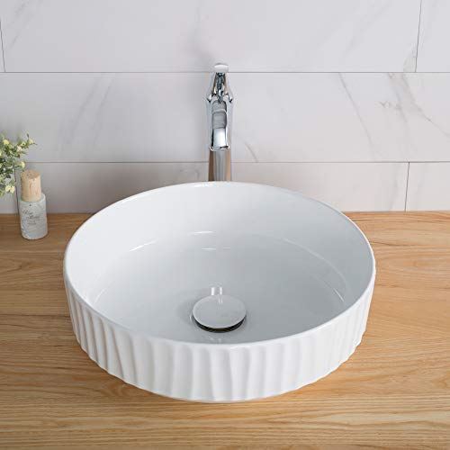 Ceramic Above counter Round Bathroom Sink, 15.75 x 15.75 x 4.75 inches