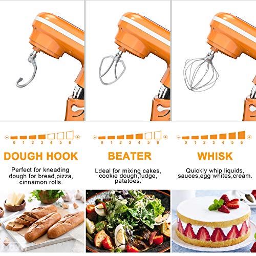 Food Mixer With 6.55 Quart Stainless Steel Bowl, 6-Speed Control Dough Mixer