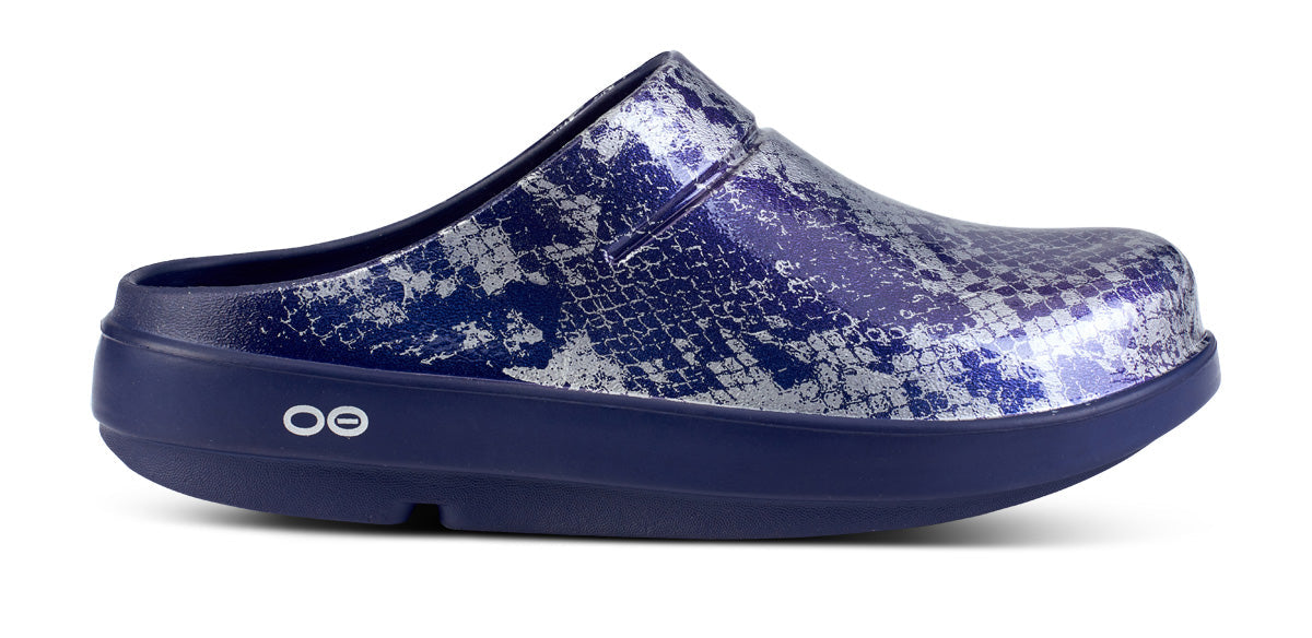 Women's OOcloog Limited Edition Clog - Navy Metallic Snake (SALE)