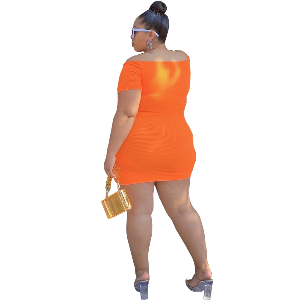 Plus Size Off Shoulder Mini Bodycon Dress