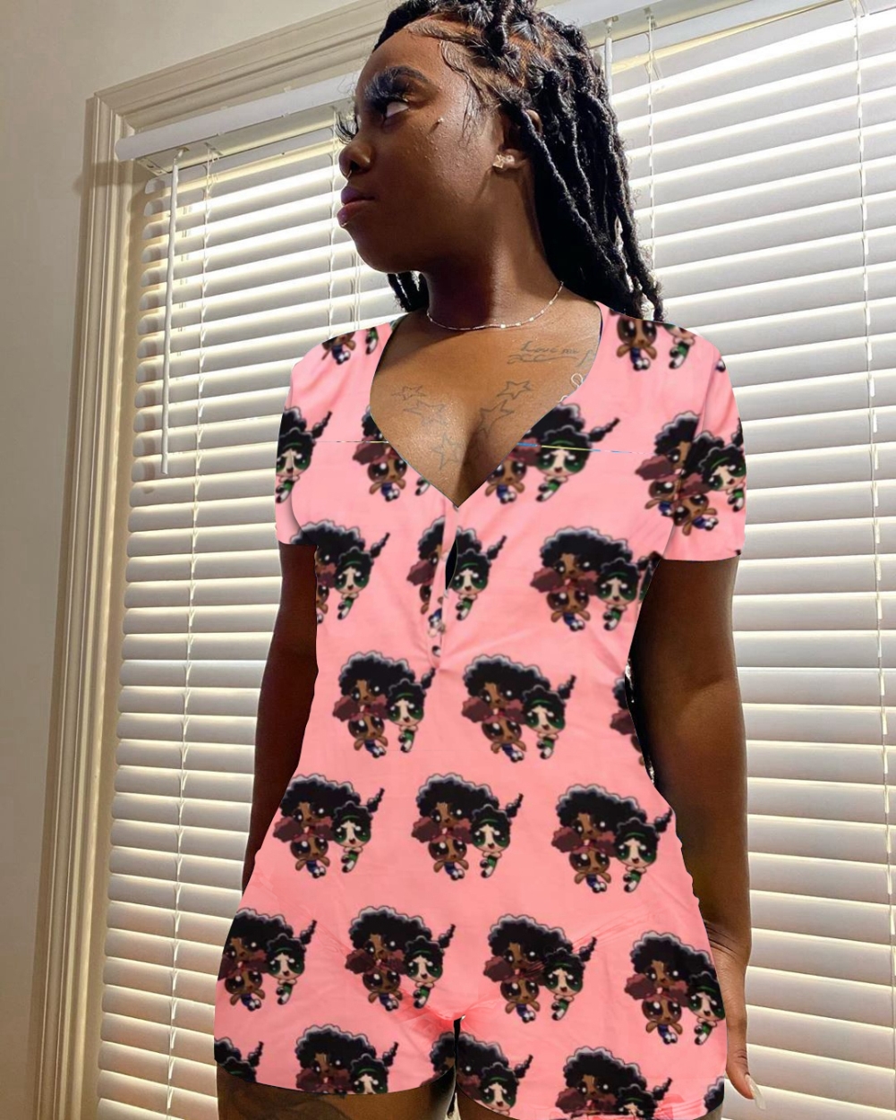 Summer African Cute Print V-Neck Rompers