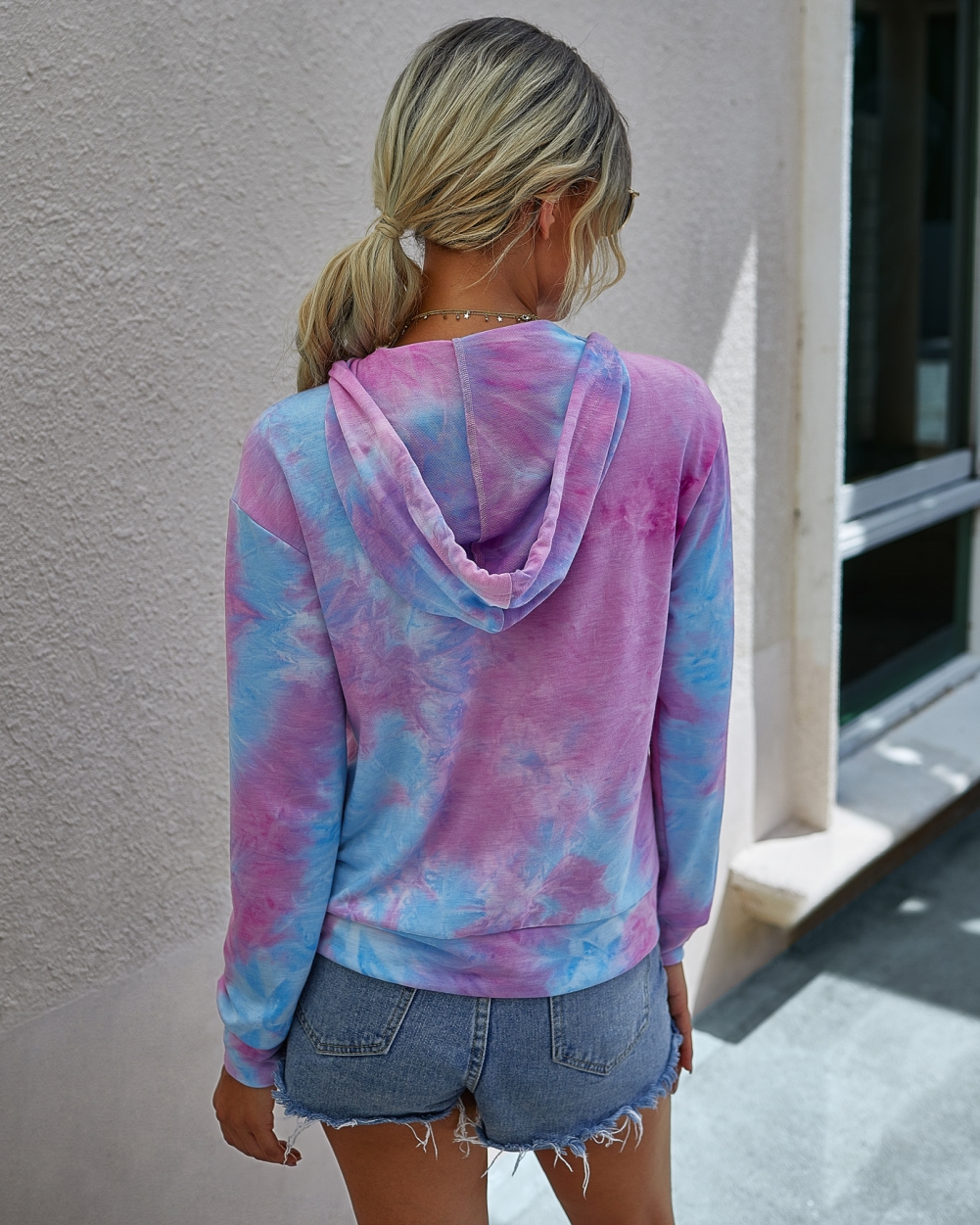 Autumn Tie Dye Zipped Hoody Sweat Shirt