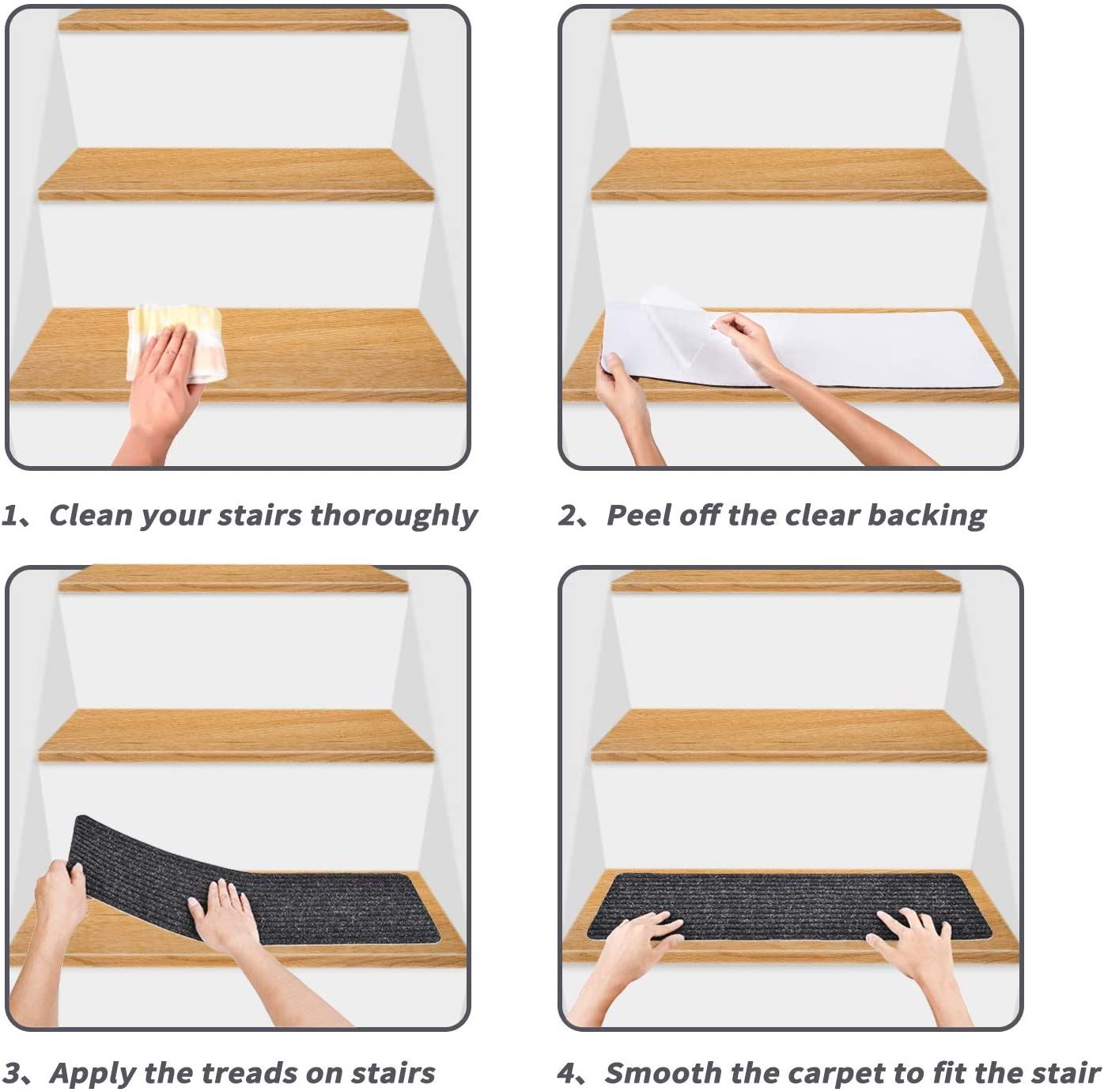 MBIGM 8′�?X 30′�?(15 in Pack) Non-Slip Carpet Stair Treads Non-Skid, Brown