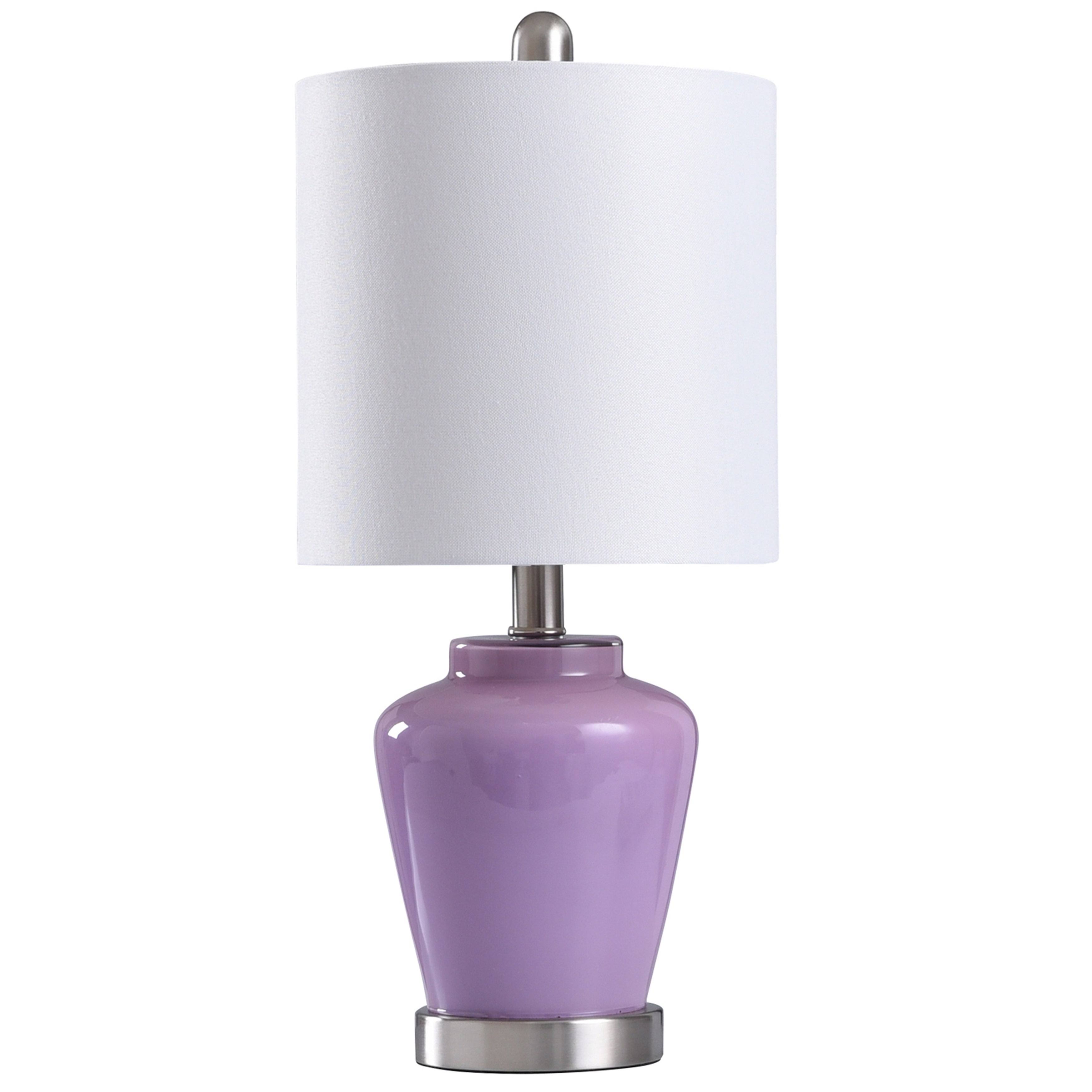 Porch Den McKenna High Gloss Lilac Glass Ginger Jar Accent Lamp - Lilac, Brushed Steel 27704110