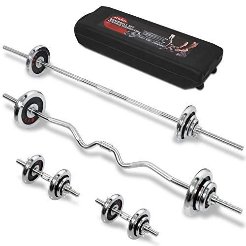 STOZM Dumbbell Set 121lbs Chrome Coated with Carry Case, 2 Connectors, & 2 Dumbbell Handles