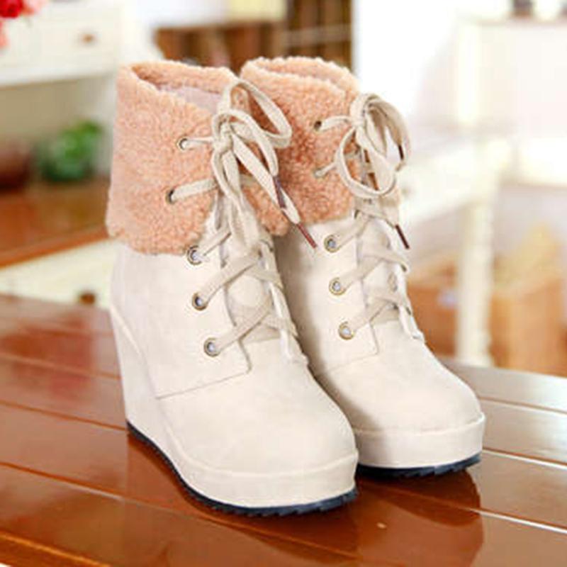 Women Wedge Boots Casual Shoes