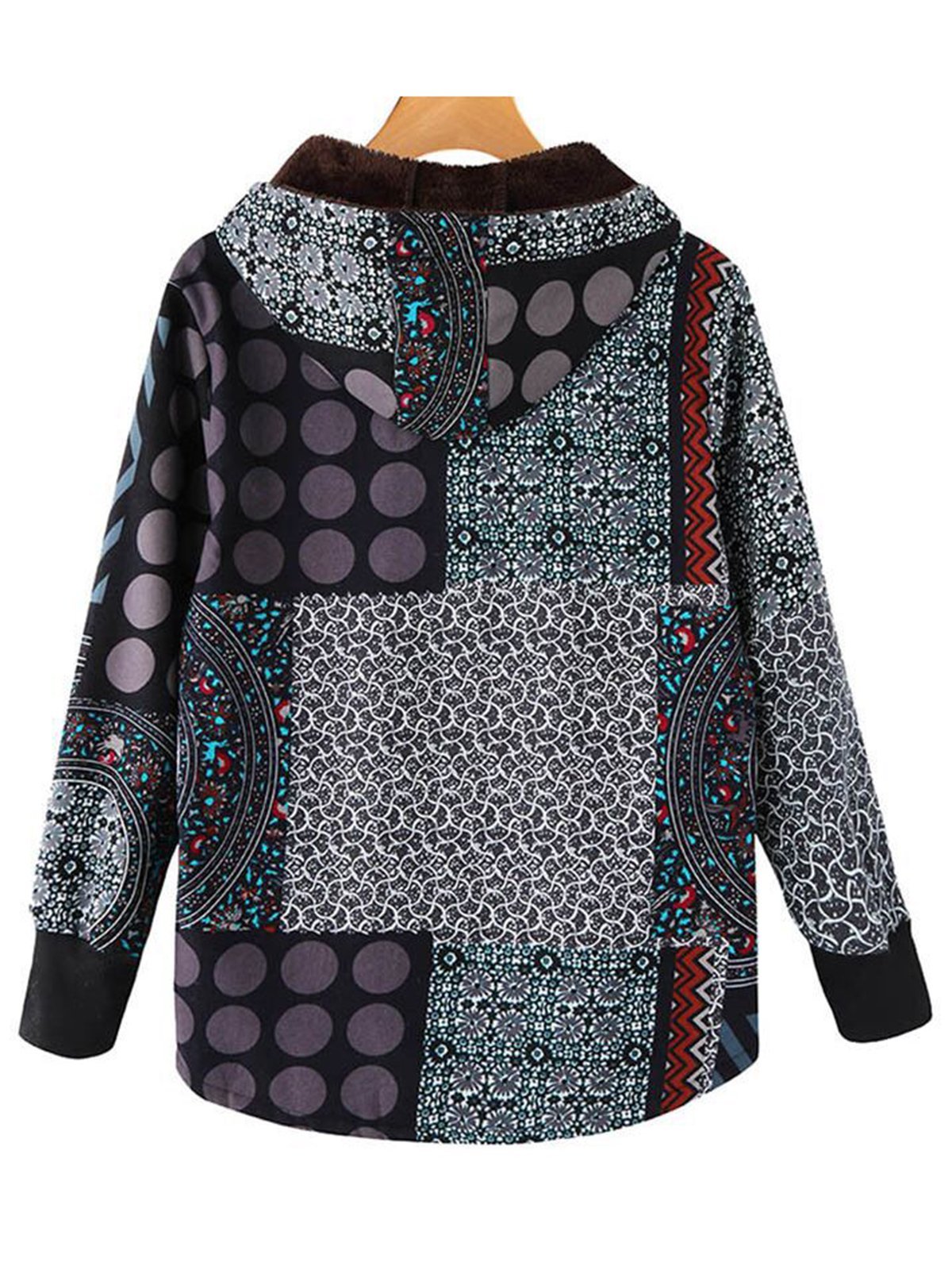 Cozy Hoodie Printed Long Sleeve Tribal Teddy Bear Coats