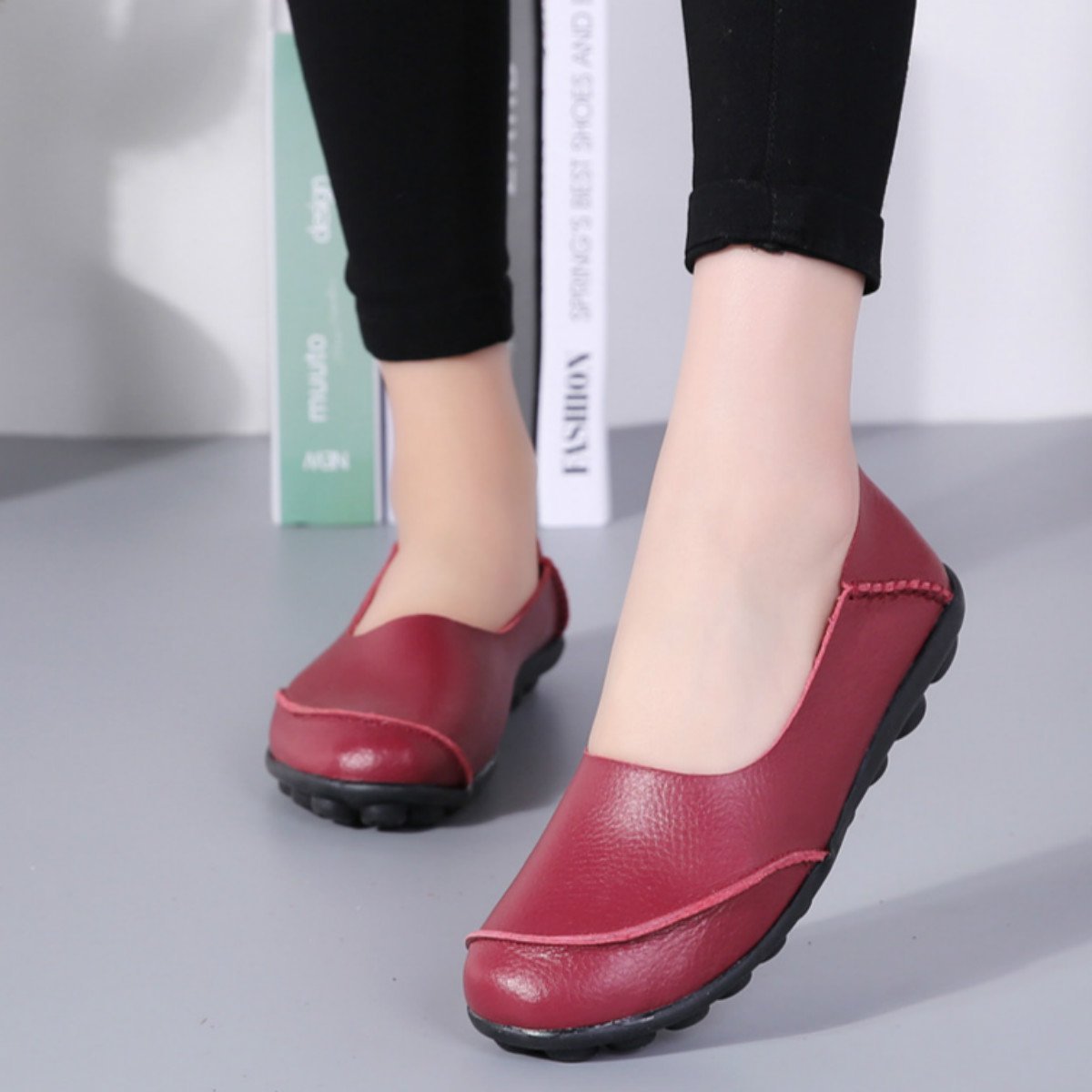 Slip On Leather Daily Casual Flats
