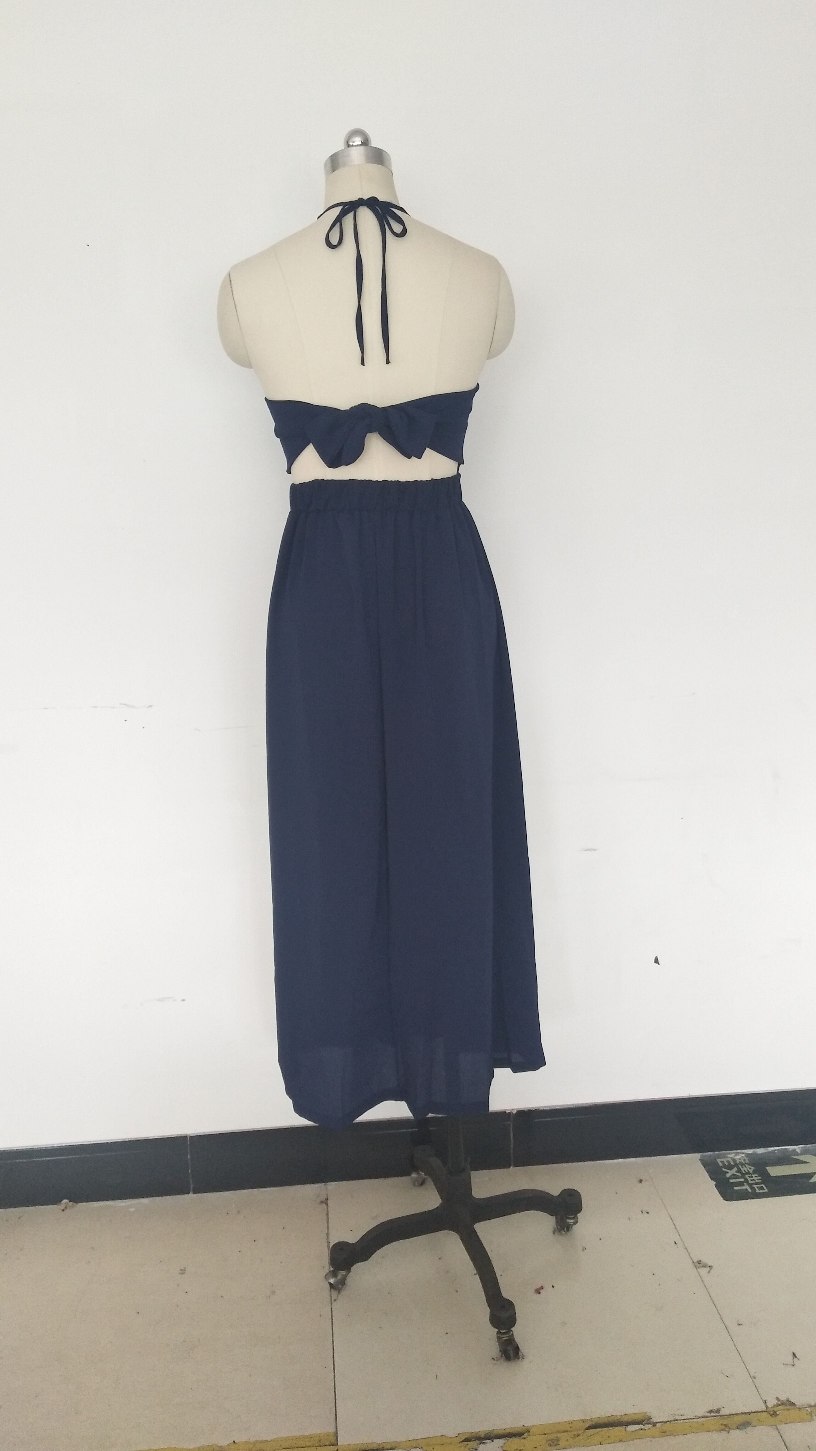 Low Back Halter Sheer Long Dress with Cut Sides