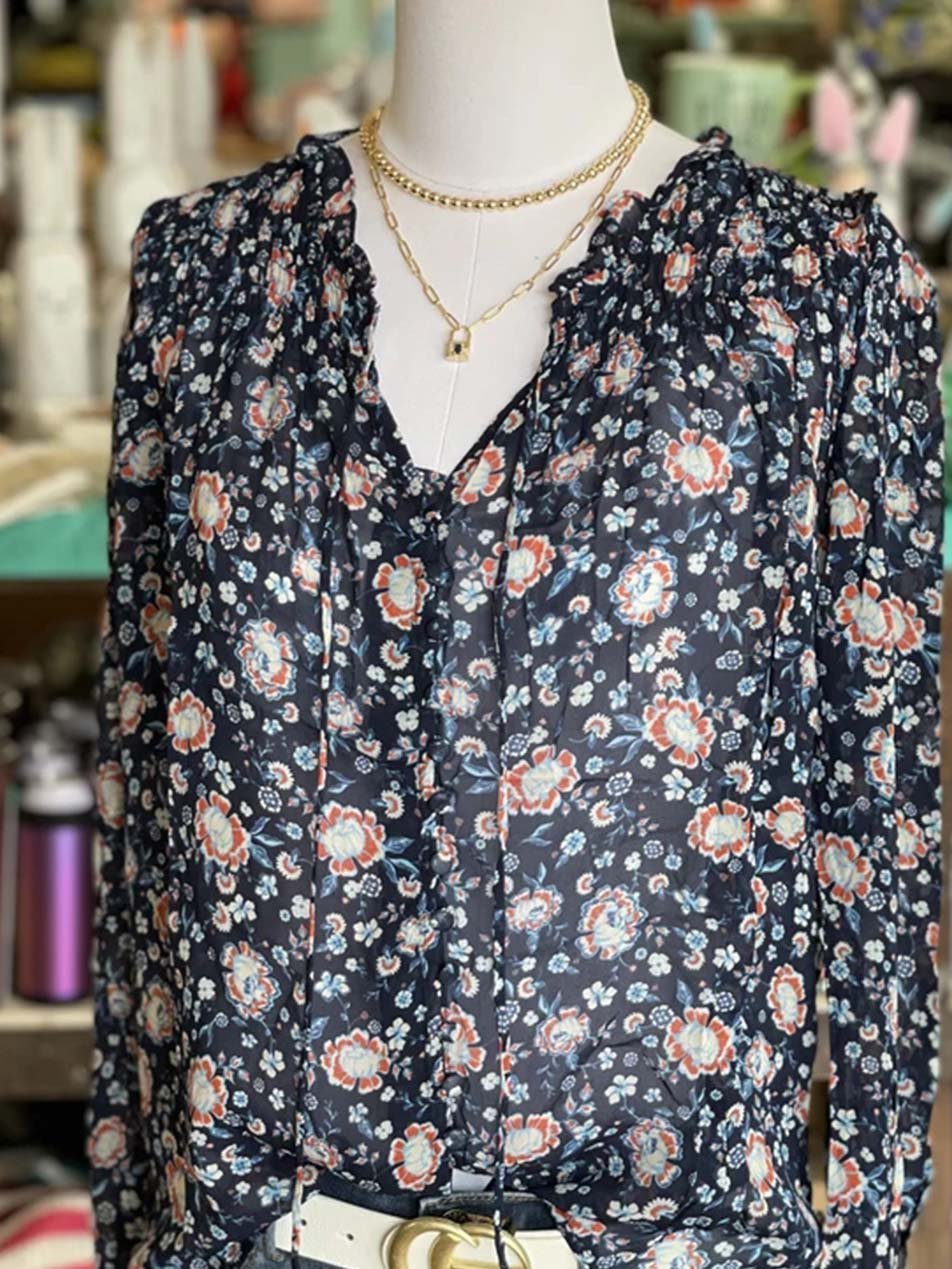 Boho Long Sleeve V Neck Shirts & Tops