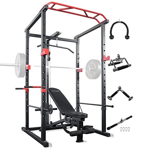 Power Cage with Lat Pulldown 1000 LBs Capacity Power Rack Weight Cage for Men Women Strength Training Powerlifting
