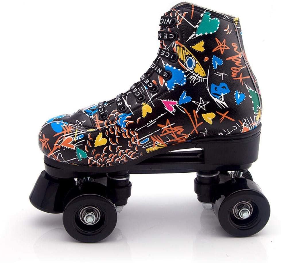 Roller Skates Classic High-top for Adult Outdoor Skating Light-Up Four-Wheel, 7.5/ white flash wheel