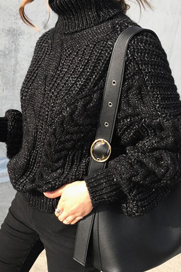 Fashion turtleneck loose solid color sweater