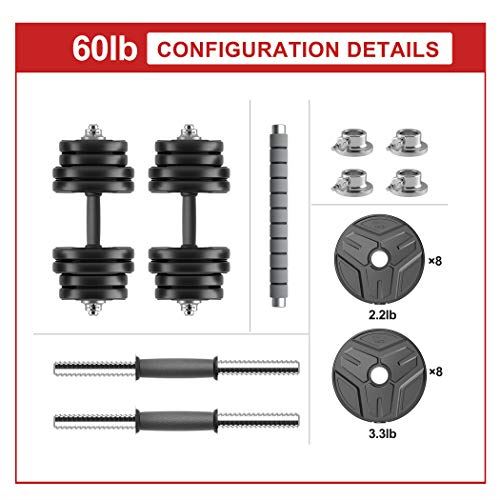 RUNWE Adjustable Dumbbells Set, Weights Dumbbells Barbell Weight Free Weight Set 40-100 lbs Exercise Fitness Weight Sets. (Black & Silver)