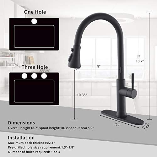 Touch Pull Down Single Handle Kitchen Sink Faucet with Hole Cover