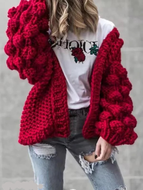Hand-Knitted Lantern Sleeve Sweater