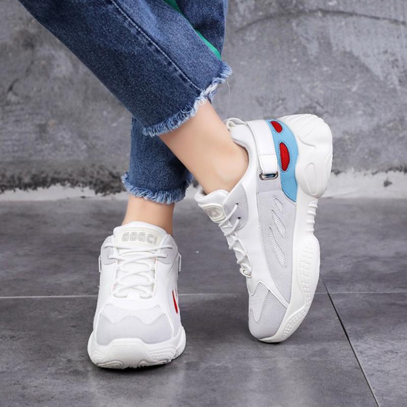 Women Mesh Fabric Athletic Shoes Lace-Up Sneakers