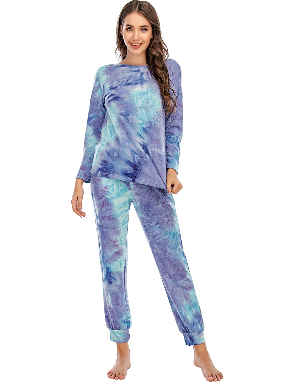 Autumn Two Piece Tie Dye Pants Pajama Set
