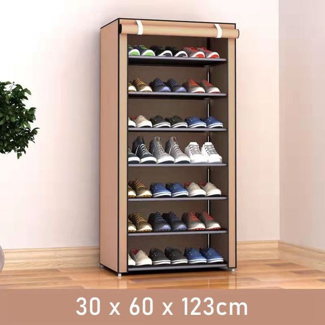Simple Shoe Rack Multi-layer Steel Pipe Assembly Dustproof Shoe Cabinet