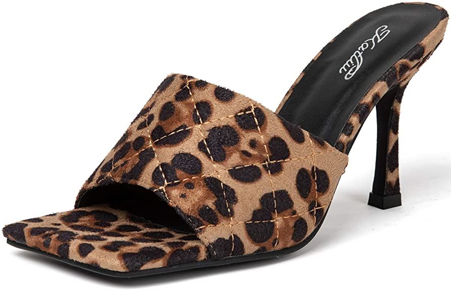 katliu Women��s Square Open Toe Heeled Sandals