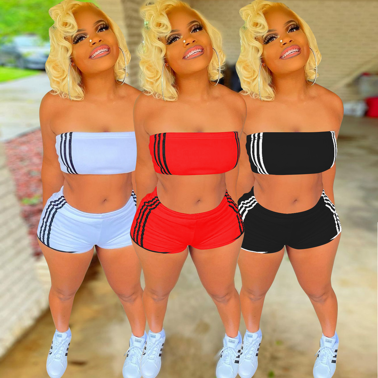 Two-piece fashion casual sports solid color tube top JP1036