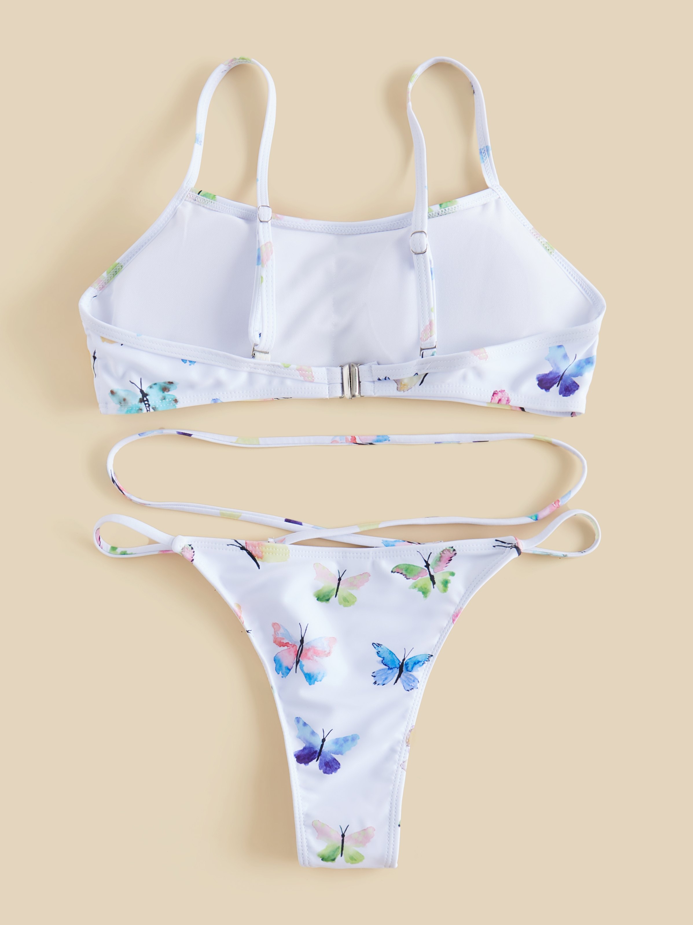 Butterfly Print String Thong Bikini