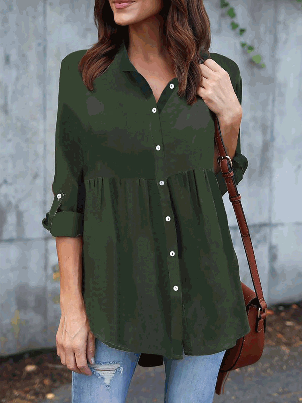 Polyester Shawl Collar Casual Shirts