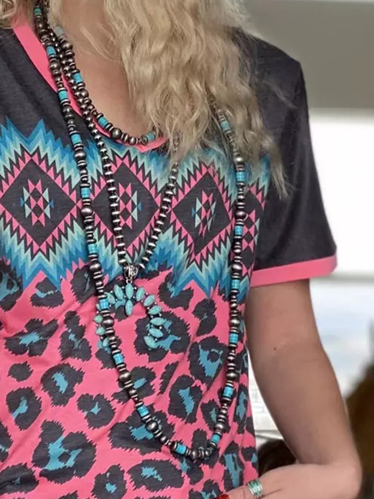 Geometric Casual Short Sleeve Shirts & Tops