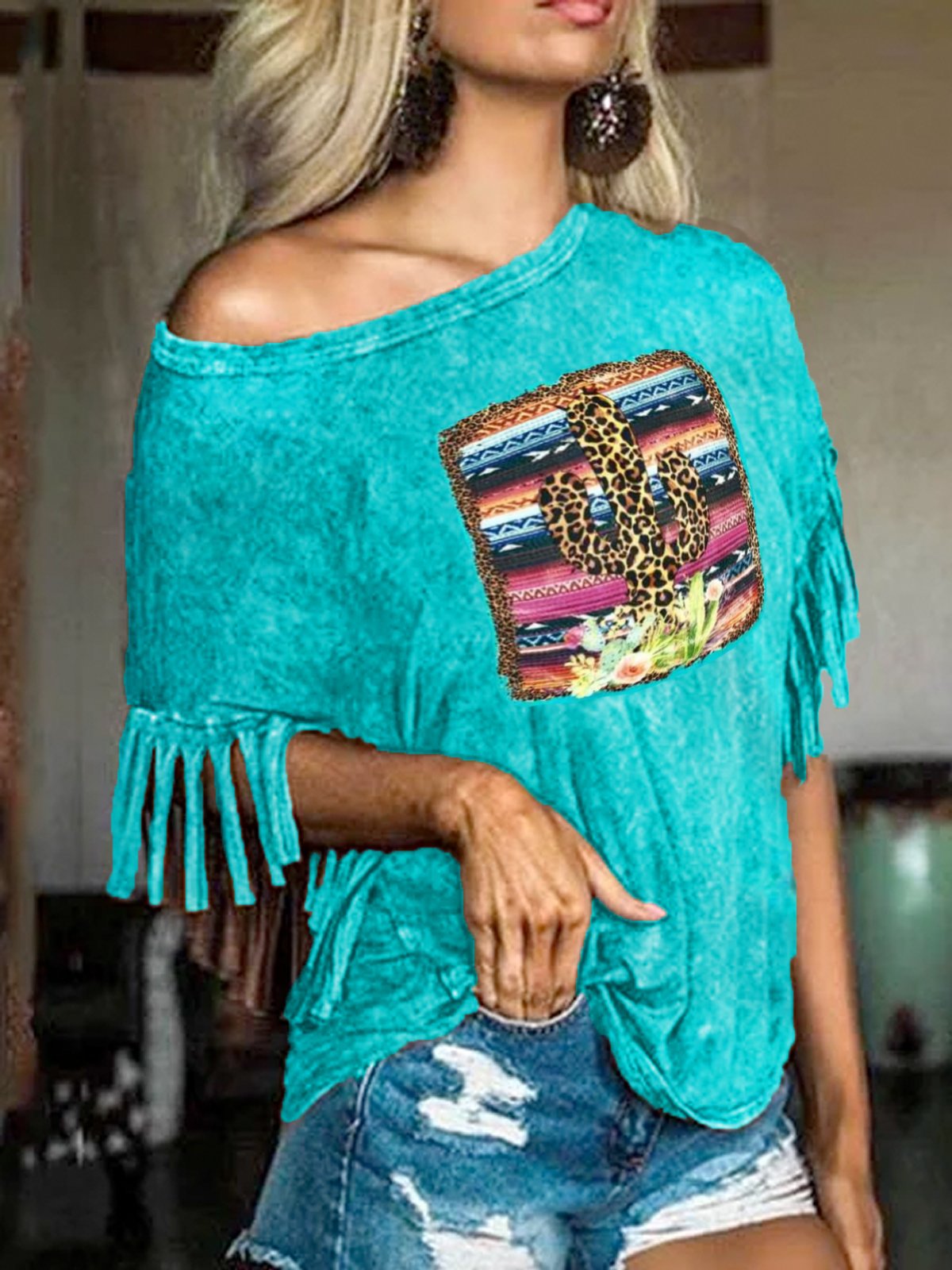 Tropical Short Sleeve Casual Crew Neck Shirts & Tops