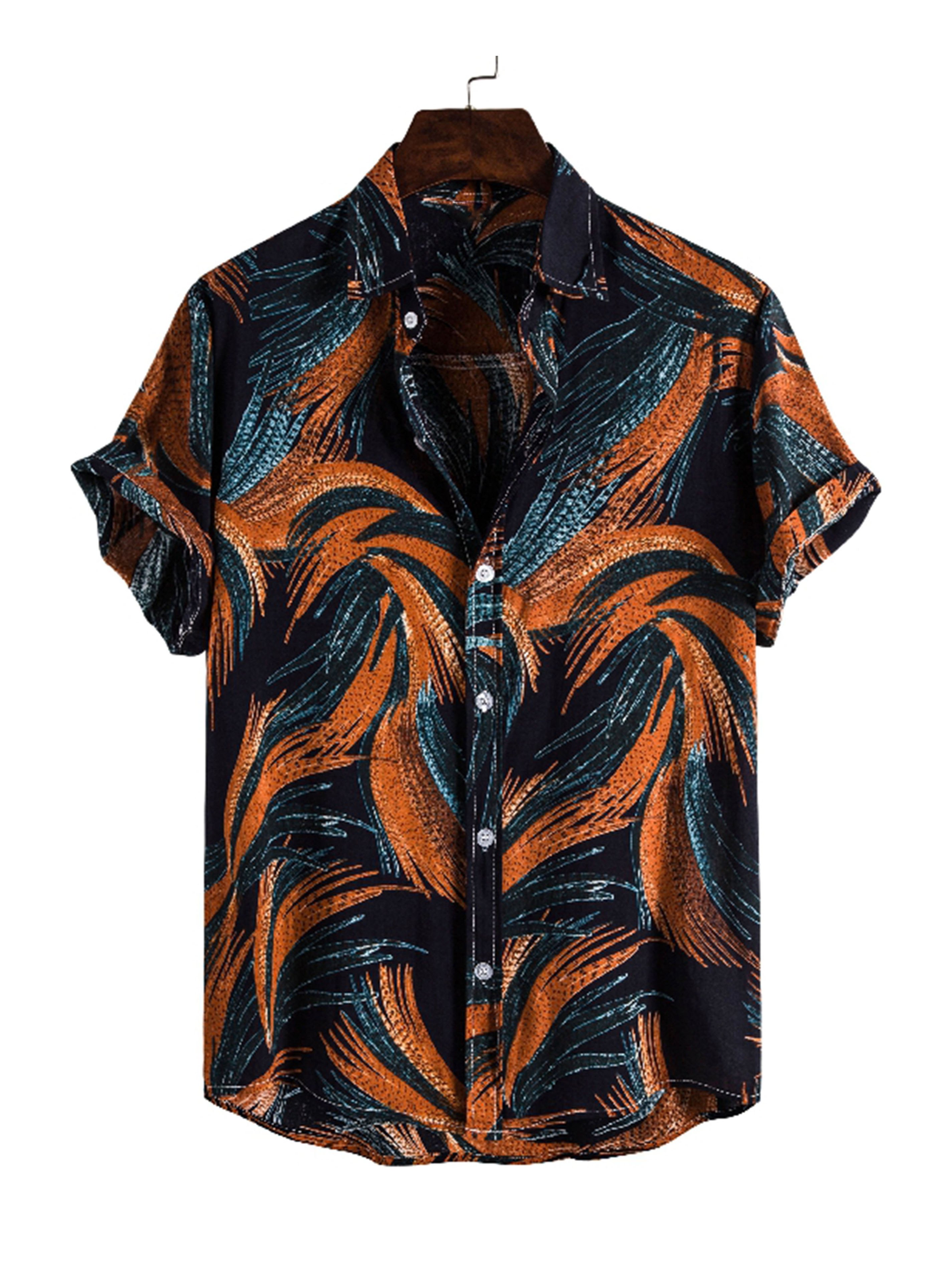 Men's Abstract Wheat Button Up Shirt