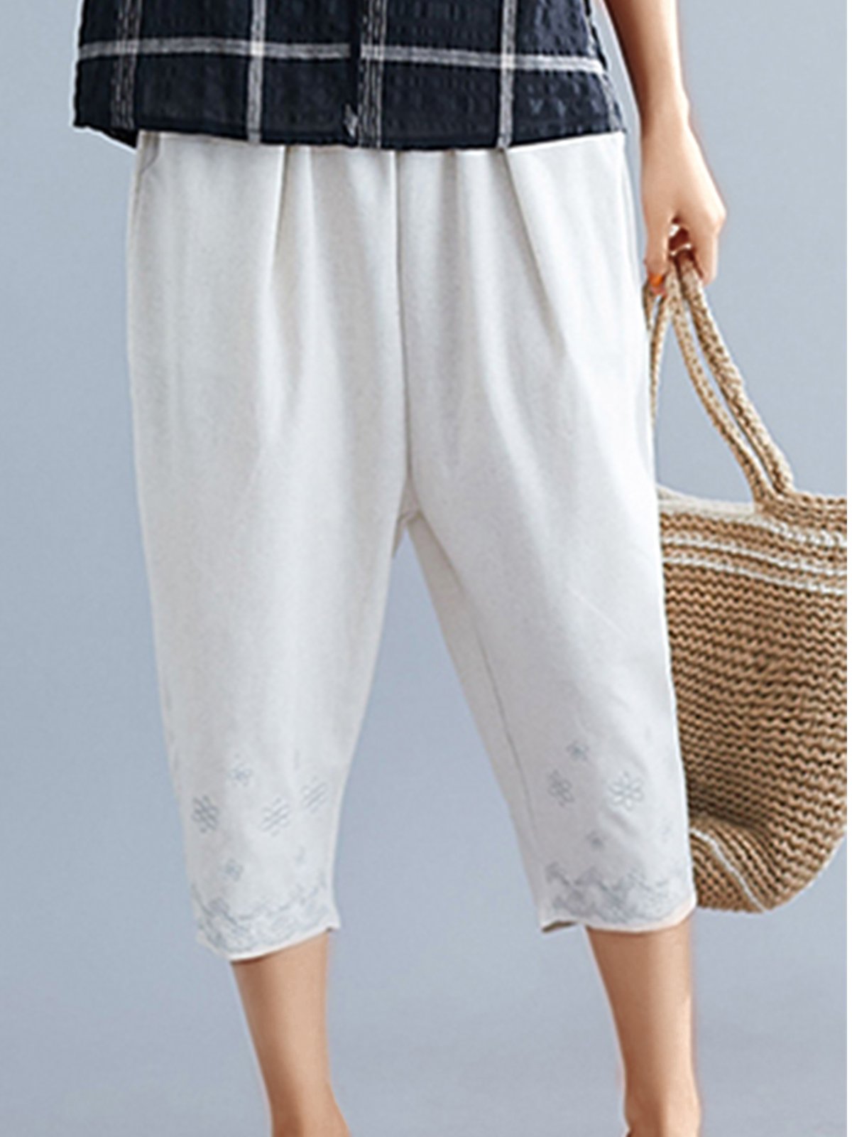 Plus Size Women Plain Casual Pants