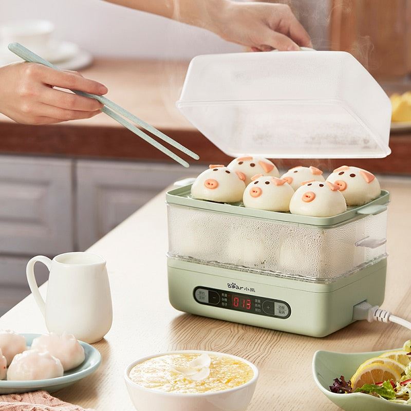 Pot Steamer Cooker Egg Boiler Home Breakfast Machine Double Layer Multifunction Timing Hot Pot Food Warmer