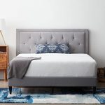 LUCID Upholstered Bed with Diamond Tufted Headboard-Sturdy Wood Build / Twin