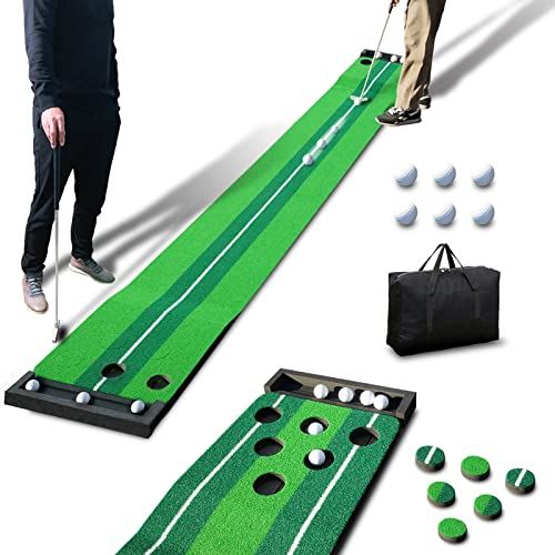 Golf Pong Putting Game, Outdoor Putting Green Golf Game Set w/ Ball-Collect System