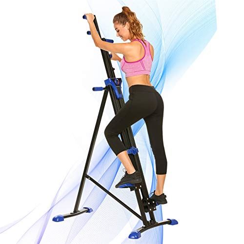 ANCHEER Climber,Vertical Climber for Home Use,Indoor Folding Climbing Machine with Adjustable Height & LCD Display, (Blue)