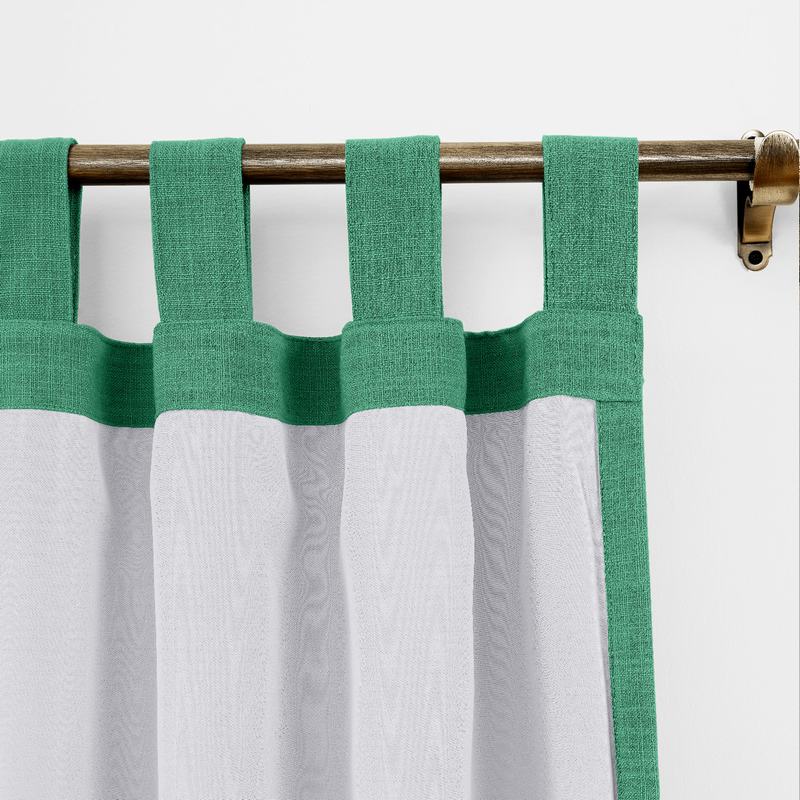 Tab Top Faux Linen with Blackout Lined Window Curtain Panel LIZ